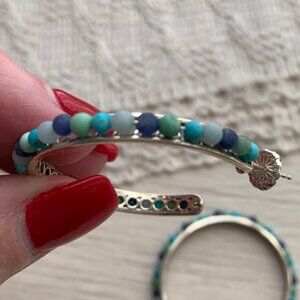 925 Silver Beaded Hoop Earrings